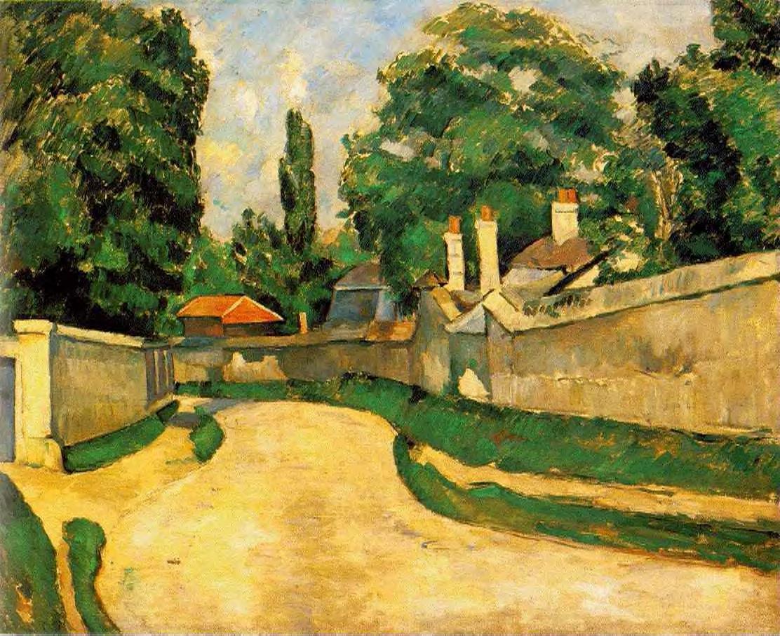 Houses along a Road - Paul Cezanne Painting
